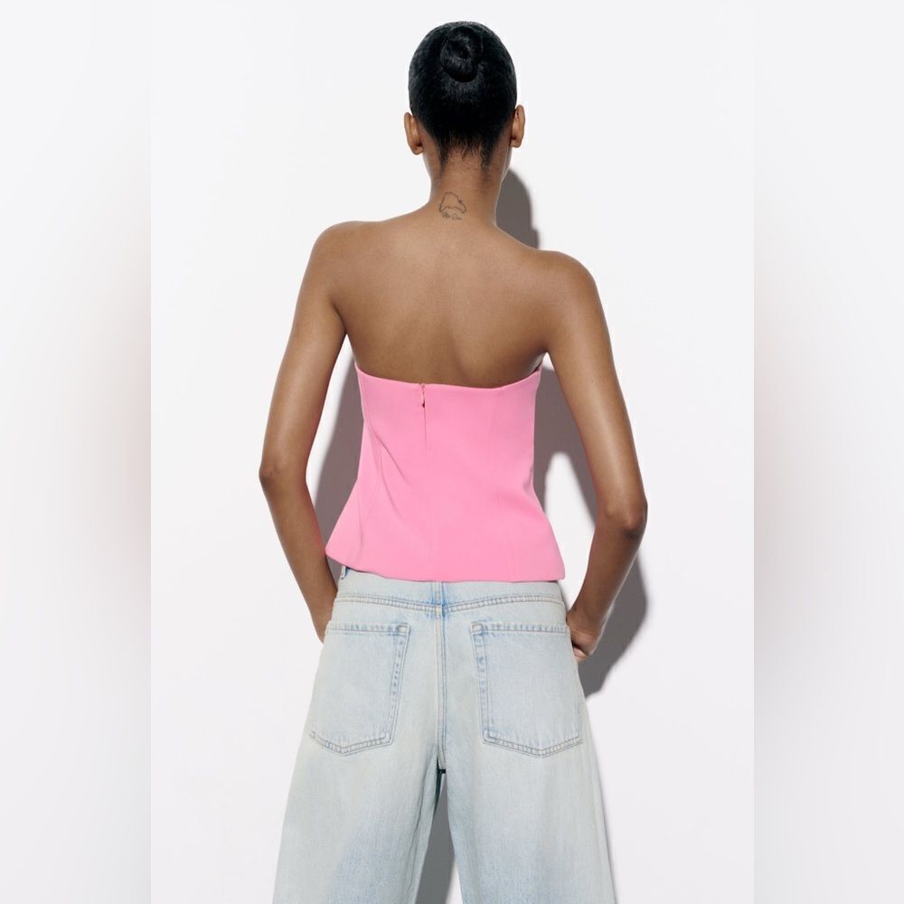 ZARA WOMAN SS23 PINK STRAPLESS CUT OUT TOP, SIZE LARGE, NEVER WORN, NO TAG‎ - Picture 5 of 8